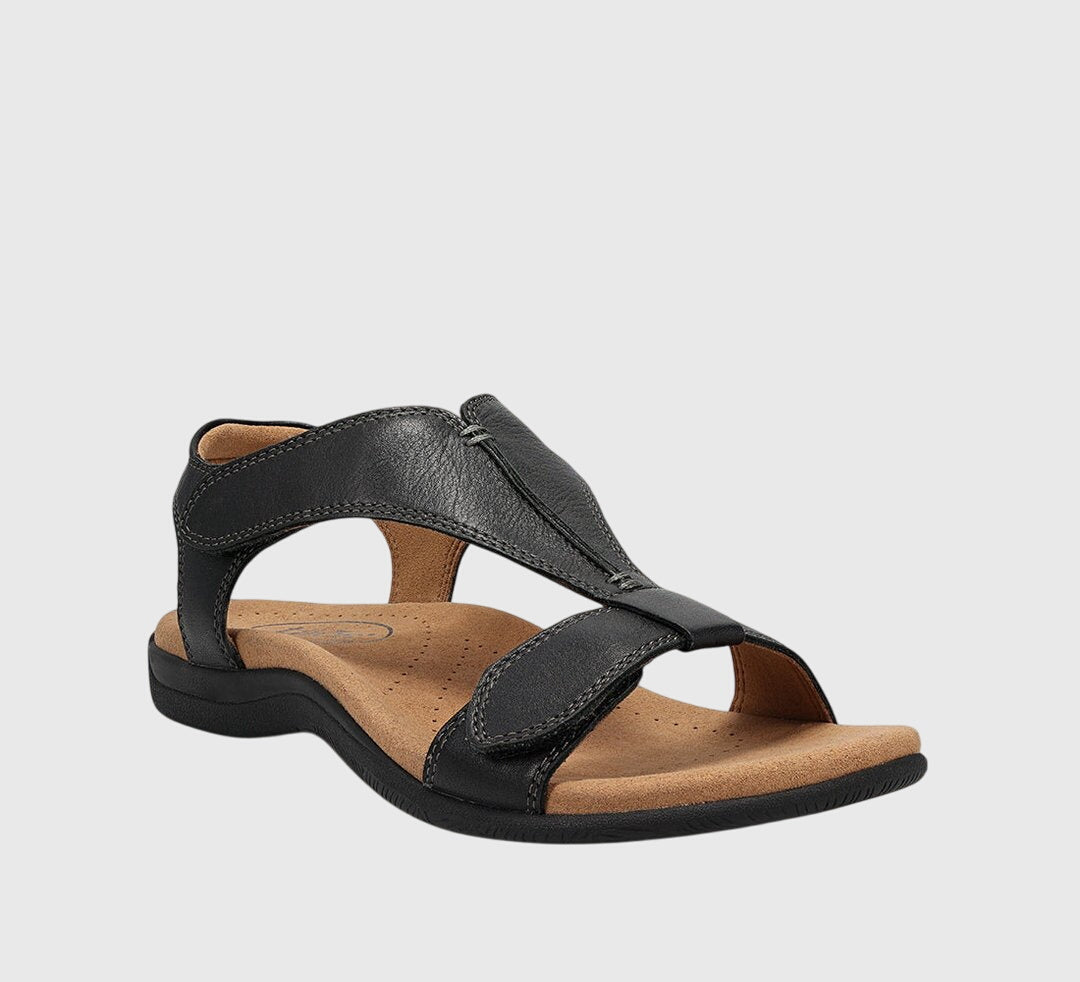 Liana orthopaedic sandals in Black, front view