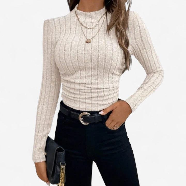 Orlanda long sleeve top in Beige, view 5