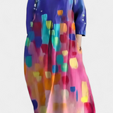 Isalinde V-neck dress in Blue Pink Rainbow, view 6