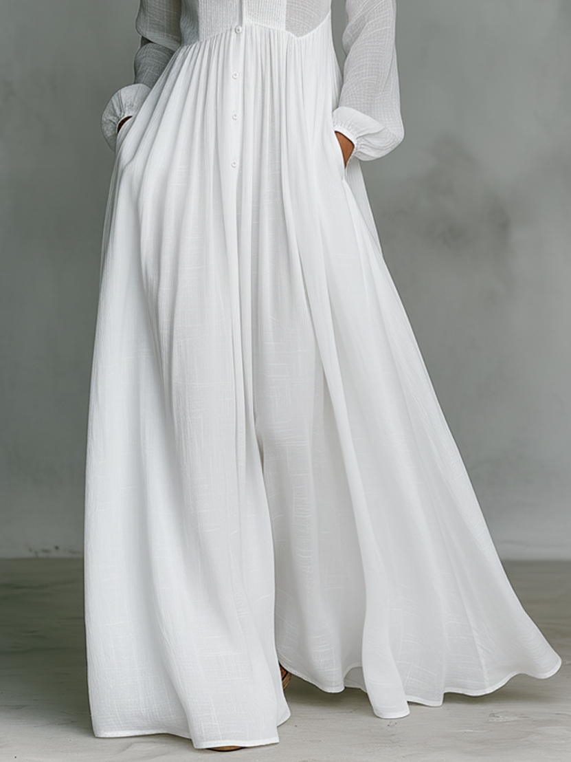 Alisa white linen maxi dress, view 4