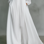 Patchwork linen maxi dress with stand collar, view 3