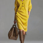 Janice ribbed knit jumper dress in Yellow, view 3