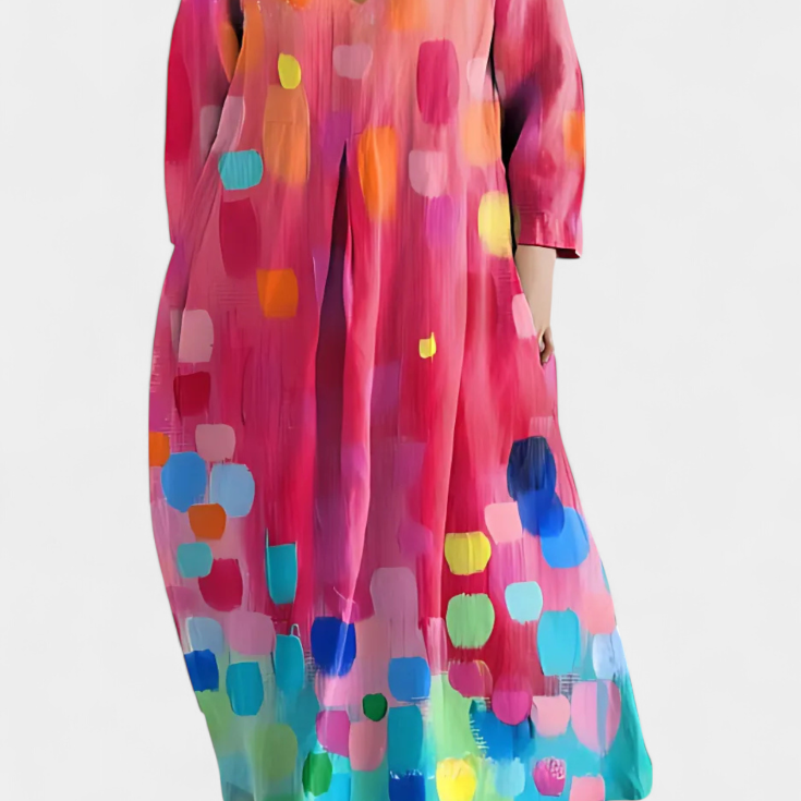Isalinde V-neck dress in Pink Rainbow, view 4