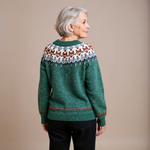 Isla teal and cream Icelandic cardigan, view 3