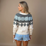 Nora cream and charcoal Icelandic cardigan, view 2