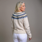 Penny oatmeal and blue Icelandic cardigan, view 2