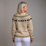 Aubrey cream and chocolate Icelandic cardigan, view 2