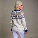 Harper cream and navy Icelandic cardigan, view 2