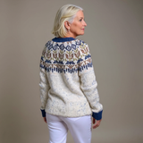 Harper cream and navy Icelandic cardigan, view 2