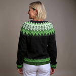 Sadie black and green Icelandic cardigan, view 2