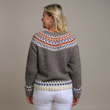 Bella grey and rust Icelandic cardigan, view 2