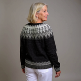 Neve black and white Icelandic cardigan, view 2