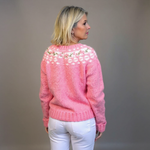 Vera soft pink floral Icelandic cardigan, view 2