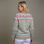 Madeline sage green floral Icelandic cardigan, view 2