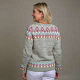 Madeline sage green floral Icelandic cardigan, view 2