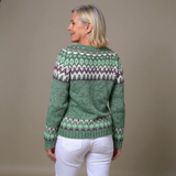 Delia green and burgundy Icelandic cardigan, view 2