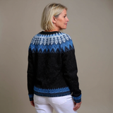 Joanna black and blue Icelandic cardigan, view 2