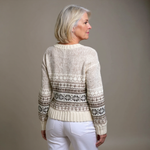 Ellie cream and brown Icelandic cardigan, view 2