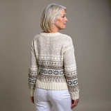 Ellie cream and brown Icelandic cardigan, view 2