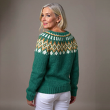 Nina emerald green Icelandic cardigan, view 2