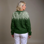 Brianna forest green snowflake Icelandic cardigan, view 2