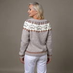 Maya oatmeal and rust Icelandic cardigan, view 2