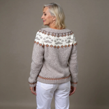 Maya oatmeal and rust Icelandic cardigan, view 2