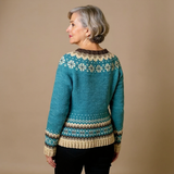 Amelia teal Fair Isle Icelandic cardigan, view 4