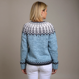 Mira pale blue snowflake Icelandic cardigan, view 2