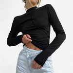 Tarina long sleeve top in Black, view 3