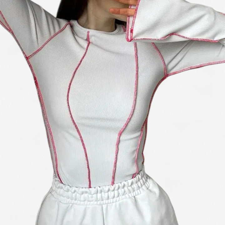 Imona long sleeve top in White, view 4