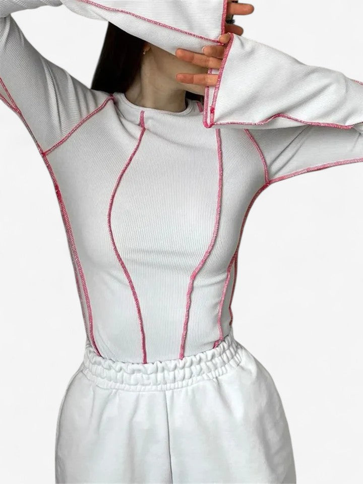 Imona long sleeve top in White, view 4