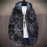 Gabriella - Geometric Cubes on Black Jacket, front view