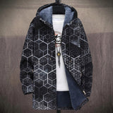Gabriella - Geometric Cubes on Black Jacket, front view