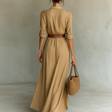Notched collar long sleeve maxi dress, view 4