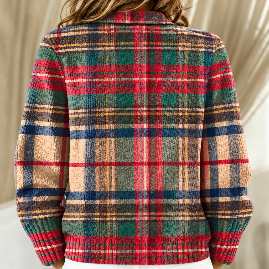 Gloria multicoloured checked knitted jacket, view 3