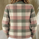 Grace pastel checked knitted jacket, view 3