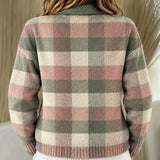 Grace pastel checked knitted jacket, view 3