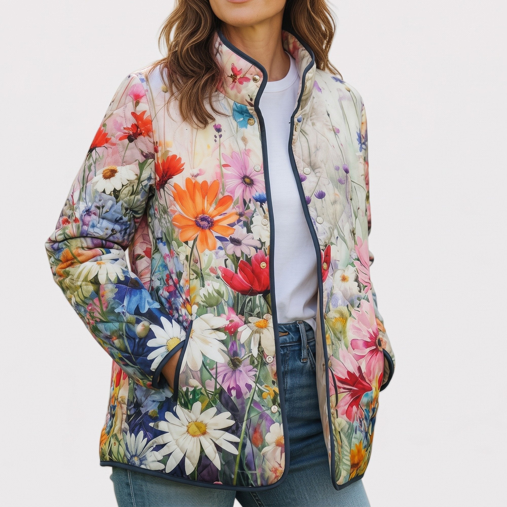 Harriet wildflower quilted jacket, front view