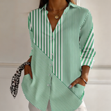 Savannah green striped blouse, view 2