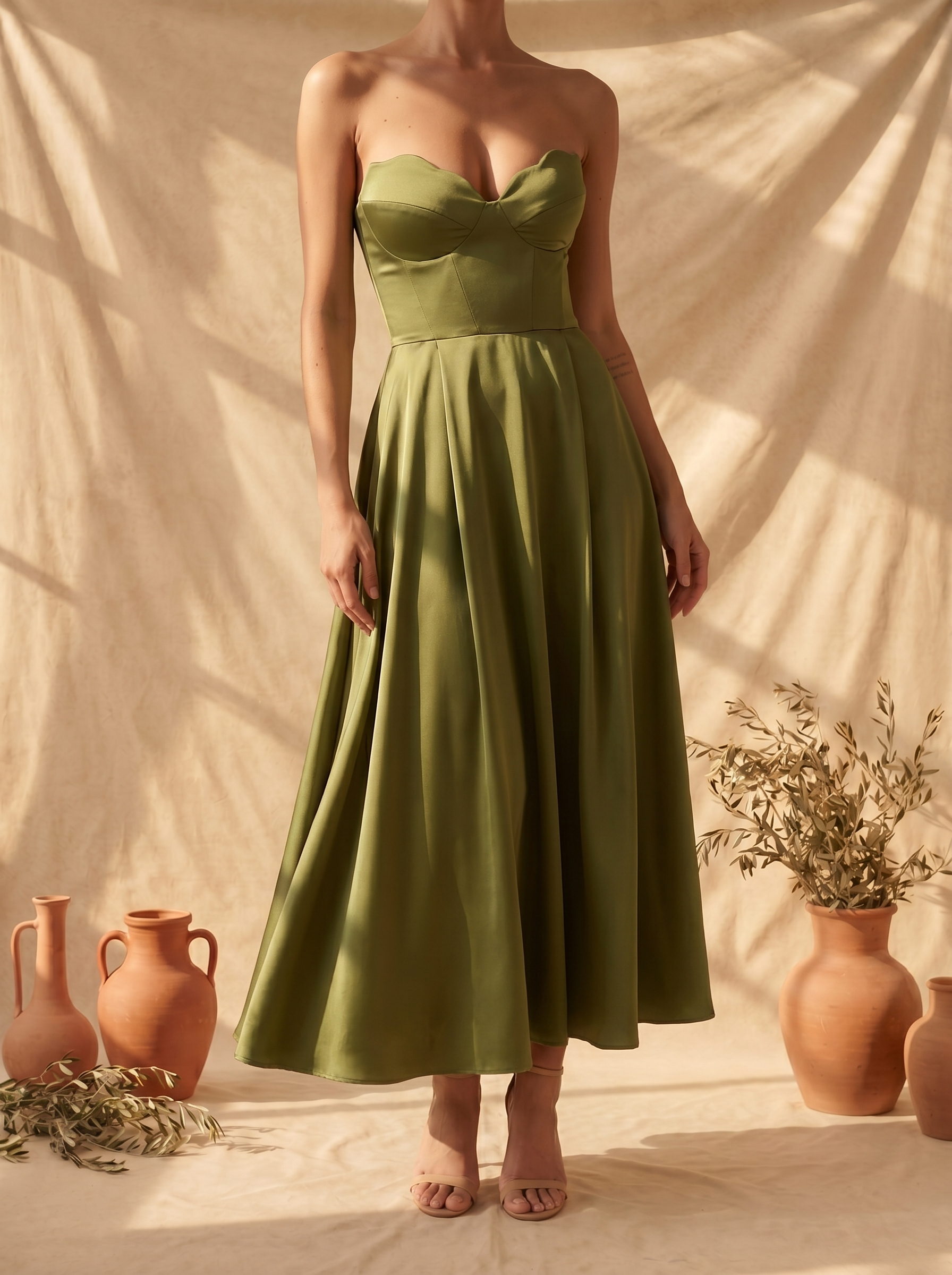 Liora strapless midi dress, view 2