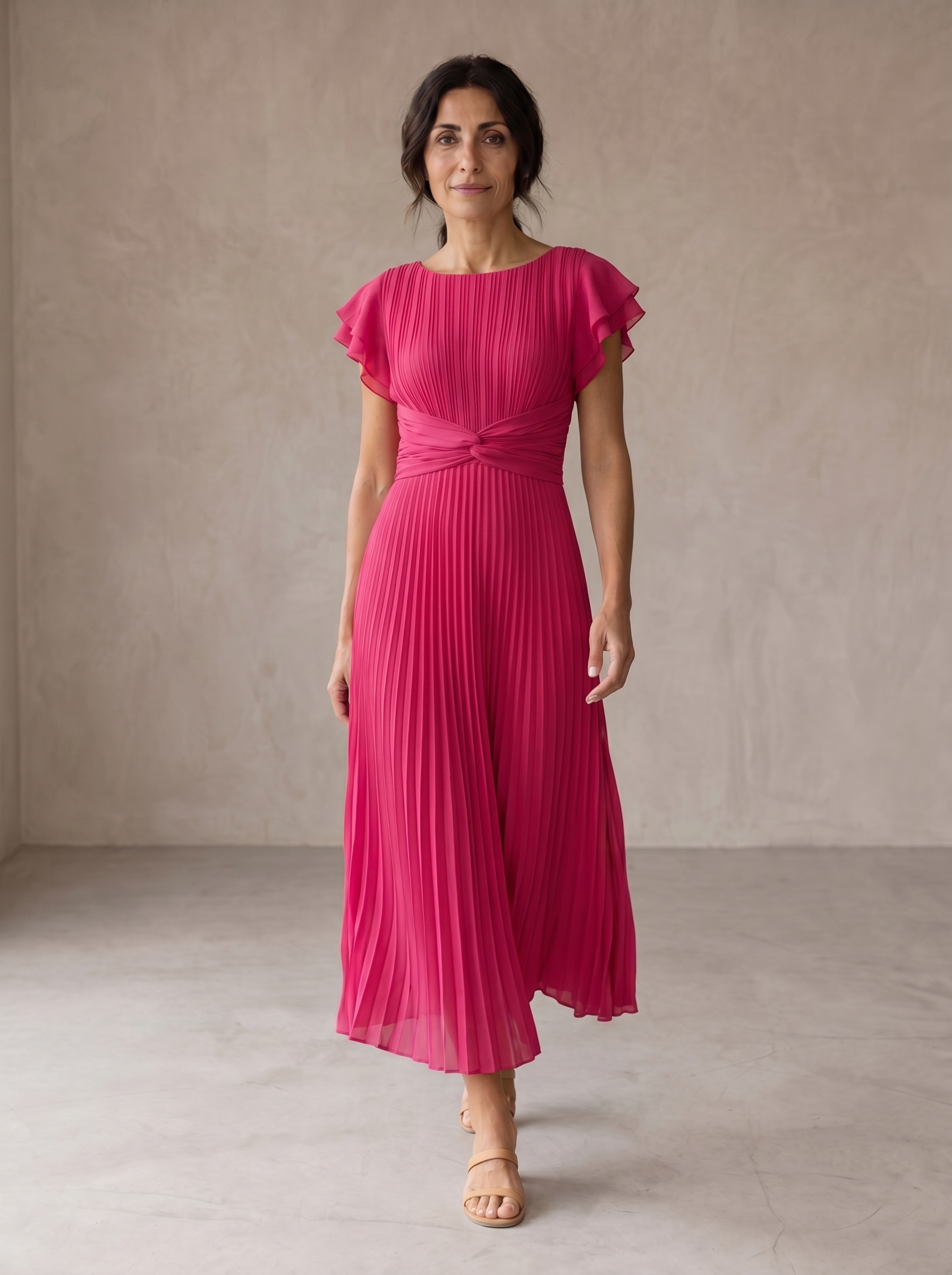 Seraphina pleated maxi dress, front view