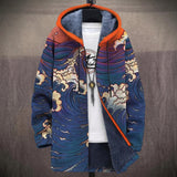 Hilda - Navy Japanese Waves and Clouds Jacket, front view