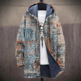 Hilary - Blue and Rust Distressed Print Jacket, front view