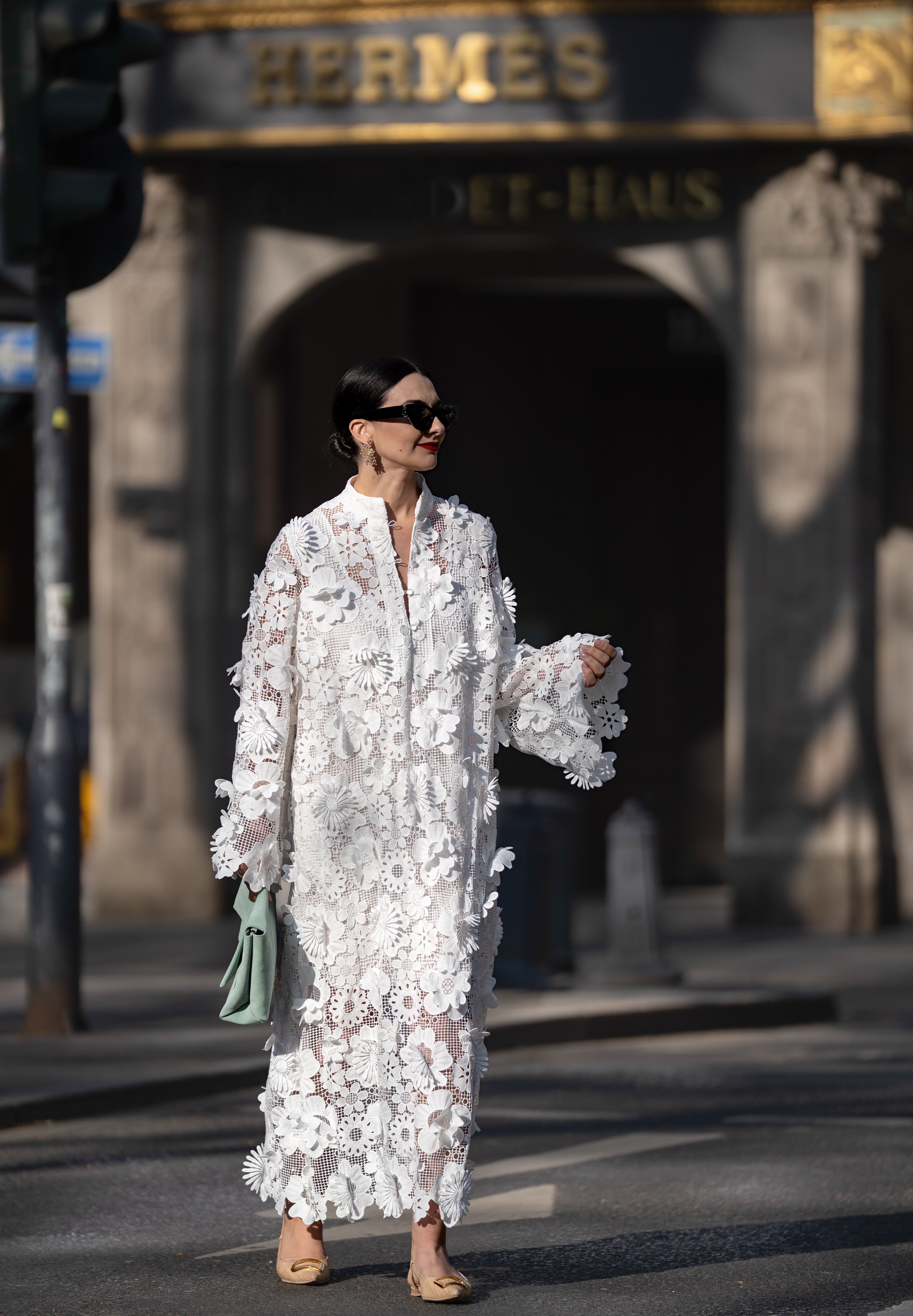 Estelle white lace dress, view 3