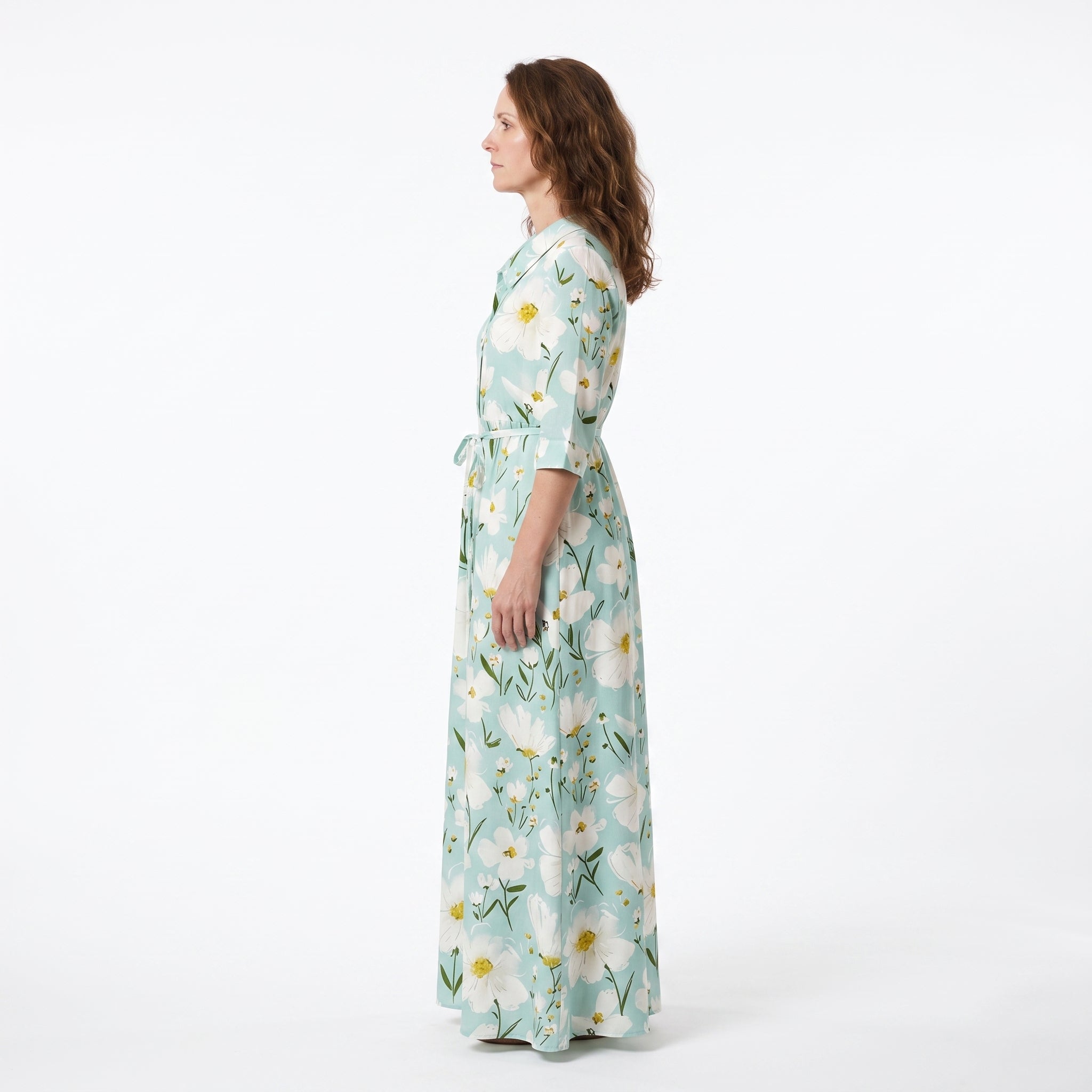 Livia floral cotton linen dress, view 4