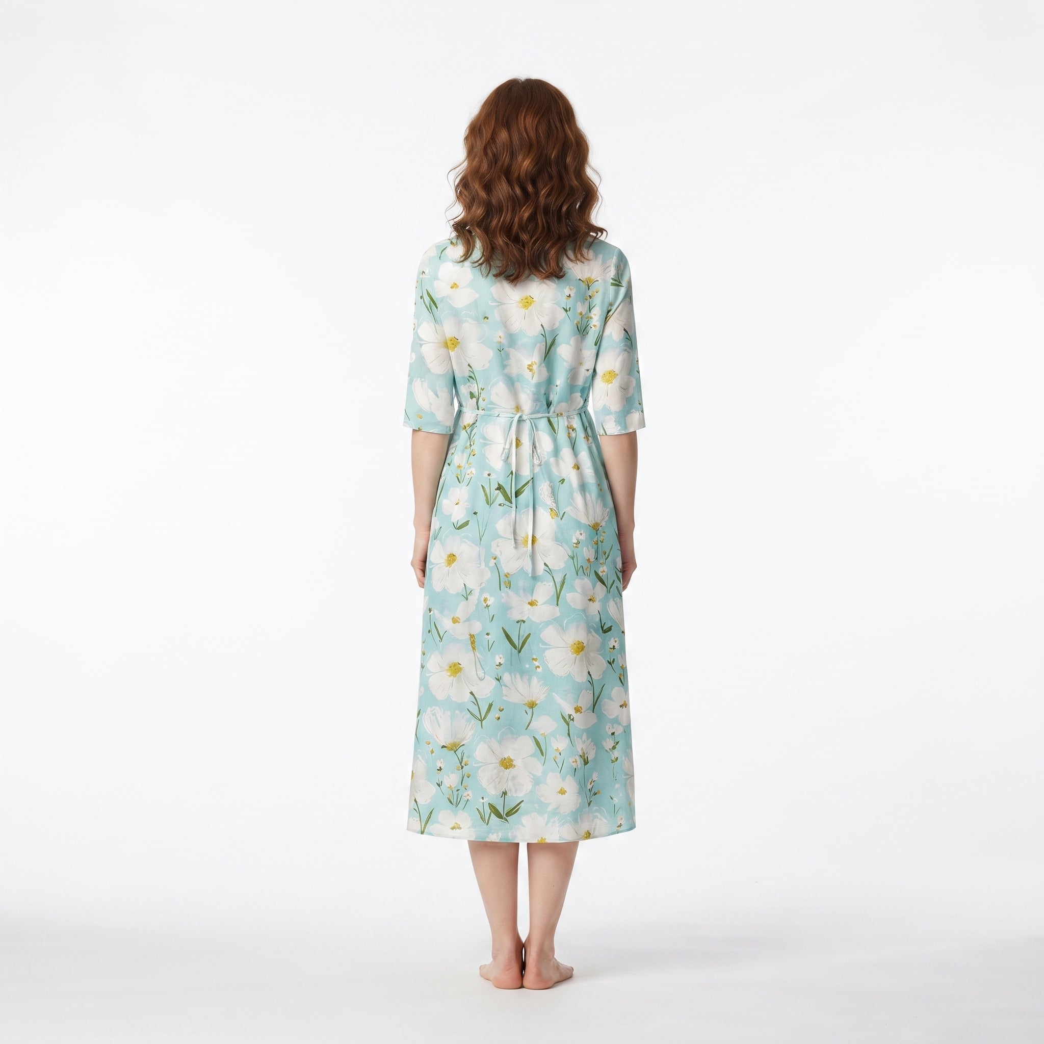 Livia floral cotton linen dress, view 3