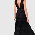 Alena lace V neck tiered midi dress, view 10