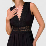 Alena lace V neck tiered midi dress, view 2
