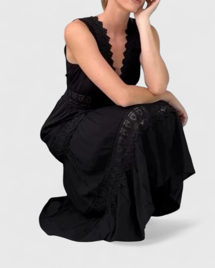 Alena lace V neck tiered midi dress, view 11